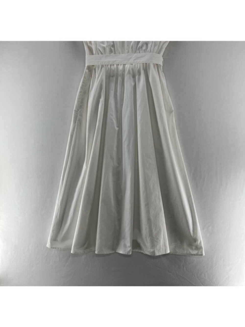 Michael Kors Cotton Poplin Midi Shirt Dress Sz M Belted Cuffed Slip Liner White - Picture 13 of 15